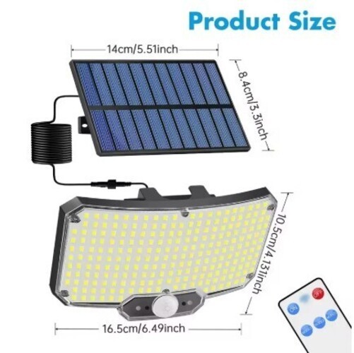 234 LED Solar Motion Sensor Light w/ Remote, IP65 Waterproof & 3 Modes