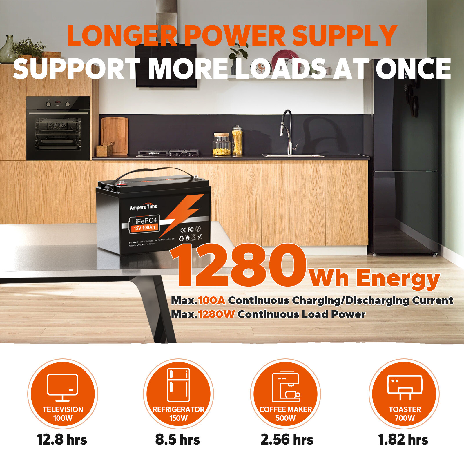 Refurbished Ampere Time 12V 100Ah LiFePO4 Lithium Battery Deep Cycle for RV Boat