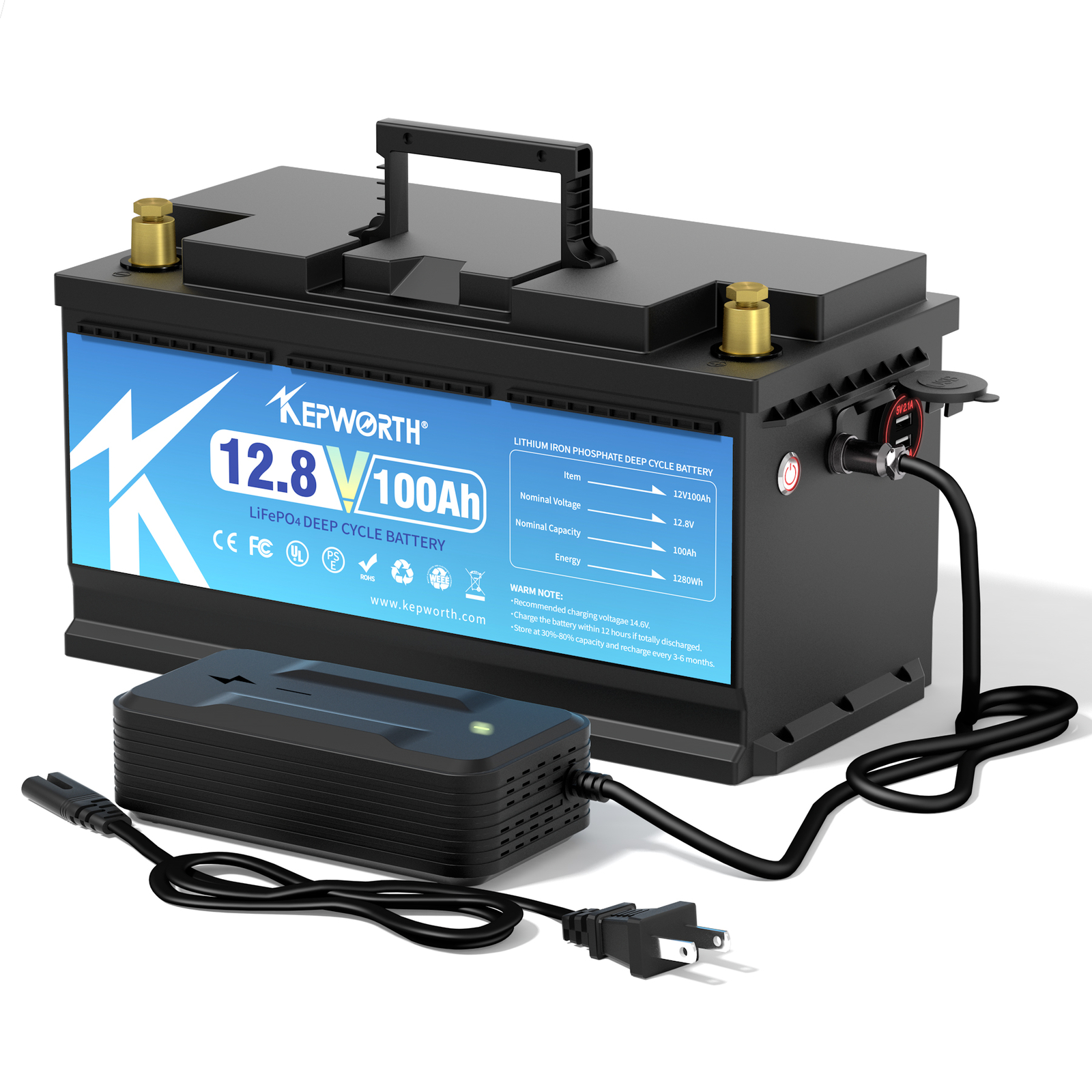 12V 100AH LiFePO4 Lithium Battery BMS 15000 Cycle Solar 10-Year Lifetime RV Boat