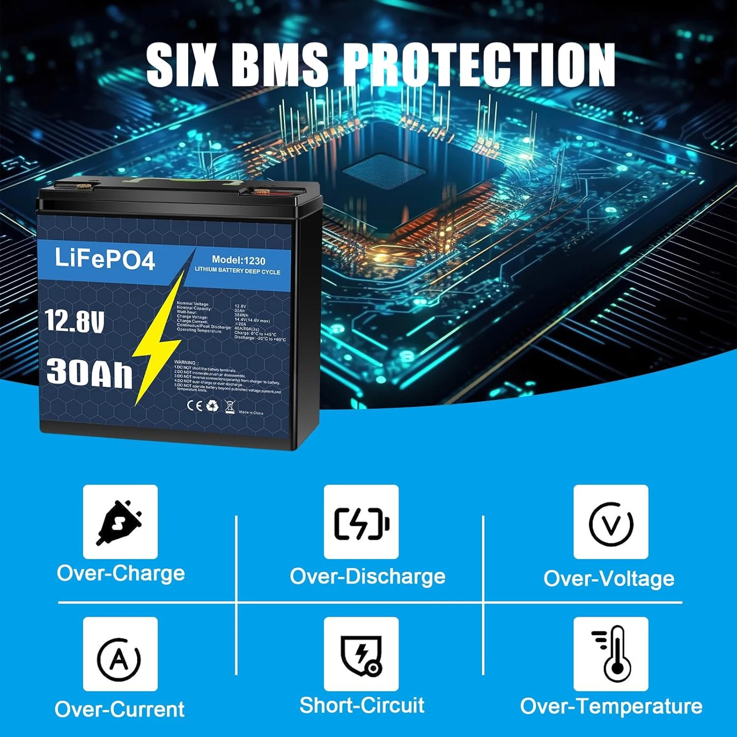 12V LiFePO4 Battery 50Ah 30Ah 20A 10Ah with BMS for RV Trolling Motor Marine