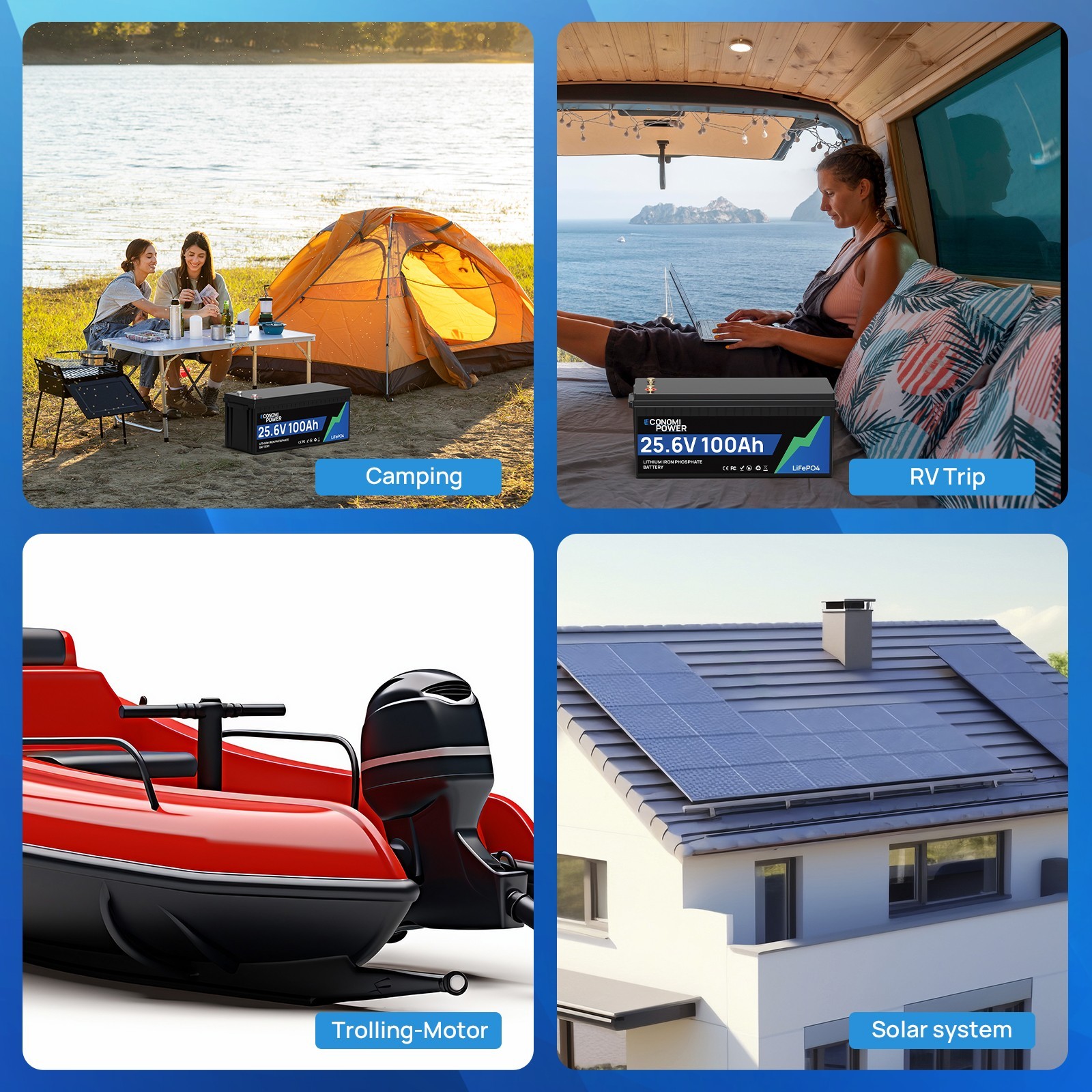 LiFePO4 100Ah 12V 24V 36V 48V Lithium Battery 100A BMS Solar Golf Cart RV Marine