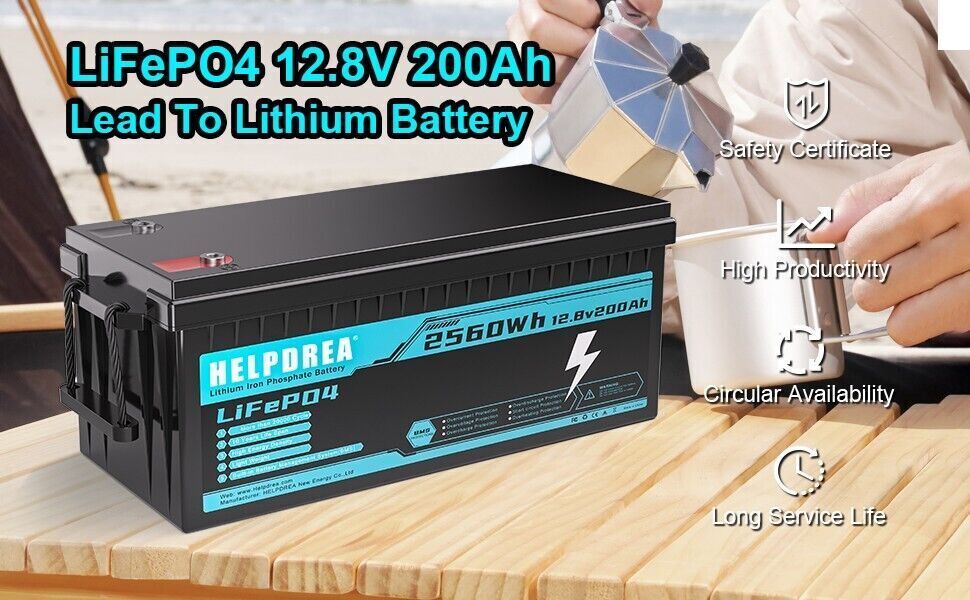 Deep Cycle AGM Battery 12 Volt 200Ah 200A Max Discharge Current Off-Grid RV Home