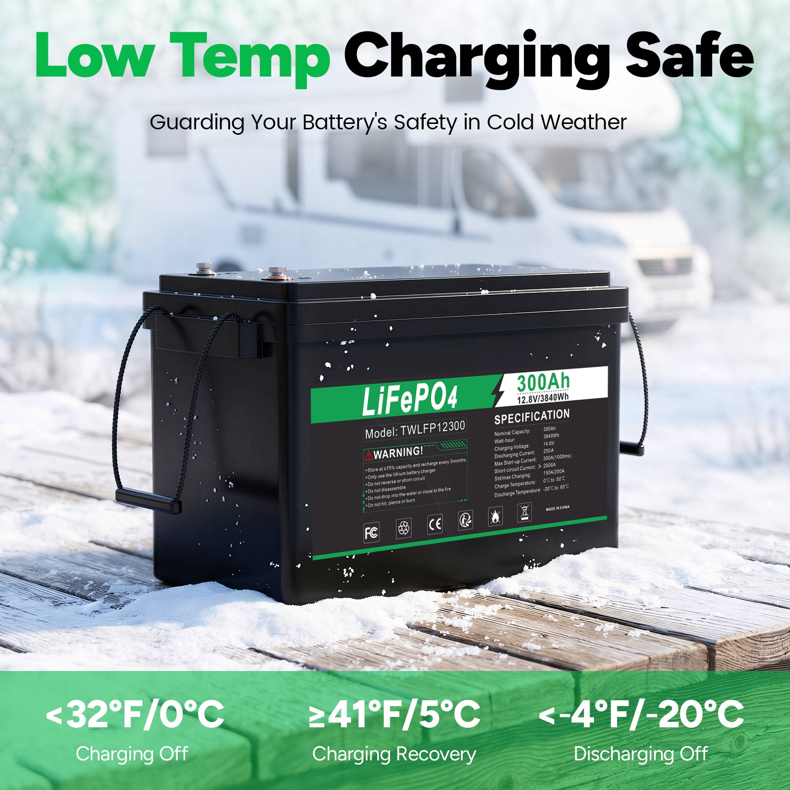 12V 300Ah LiFePO4 Lithium Battery BMS 3000+ Deep Cycles for RV Solar Marine