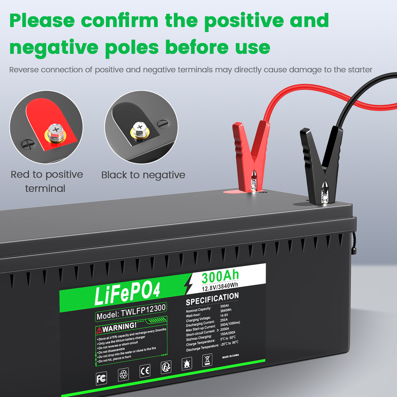 12V 24V 200Ah 300Ah LiFePO4 Lithium Battery BMS for RV Boat Solar Golf Cart NEW