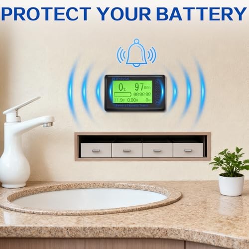500A Battery Monitor with Shunt, LCD Backlight Screen RV Monitor, High and Low