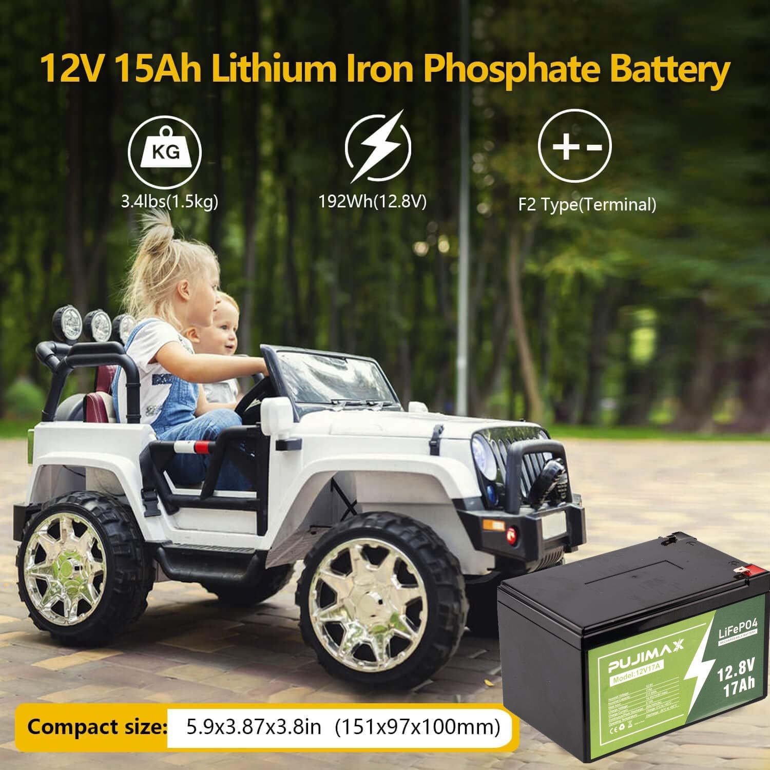 LiFePO4 Lithium Battery 12V 17Ah 4000+ Deep Cycles Safe&Reliable BMS Protection