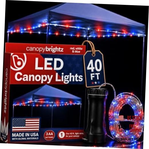 LED Patriotic Canopy Lights – 40 ft Red White & Blue String Lights – 4th of