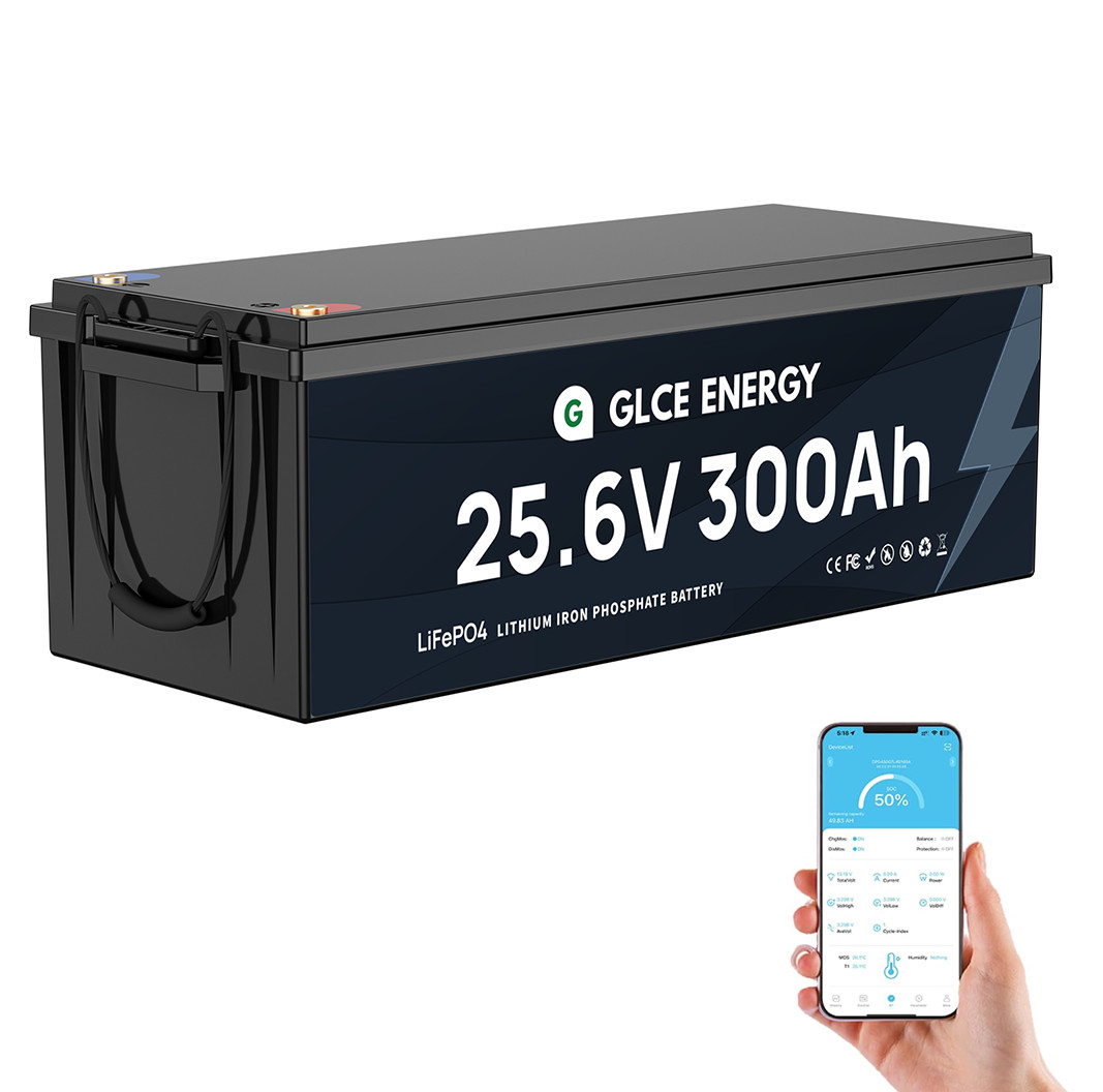 GLCE 24V 300Ah LiFePO4 Lithium Battery Bluetooth 15000+Cycle 200A BMS RV Solar