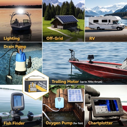 Power Queen 12V 100Ah Group 31 Smart Bluetooth LiFePO4 Battery BMS for RV Solar