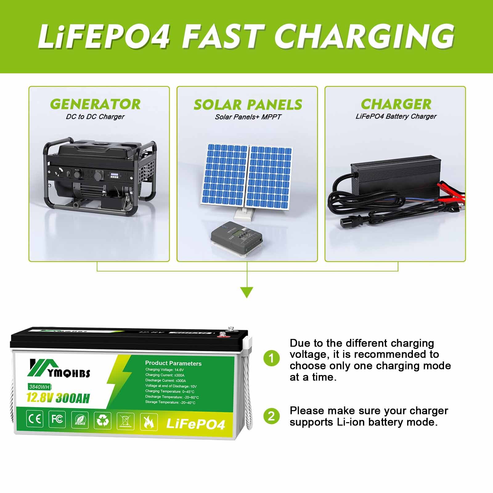 12V 100Ah 300Ah LiFePO4 Deep Cycles Lithium Battery for Solar RV Marine Off-grid