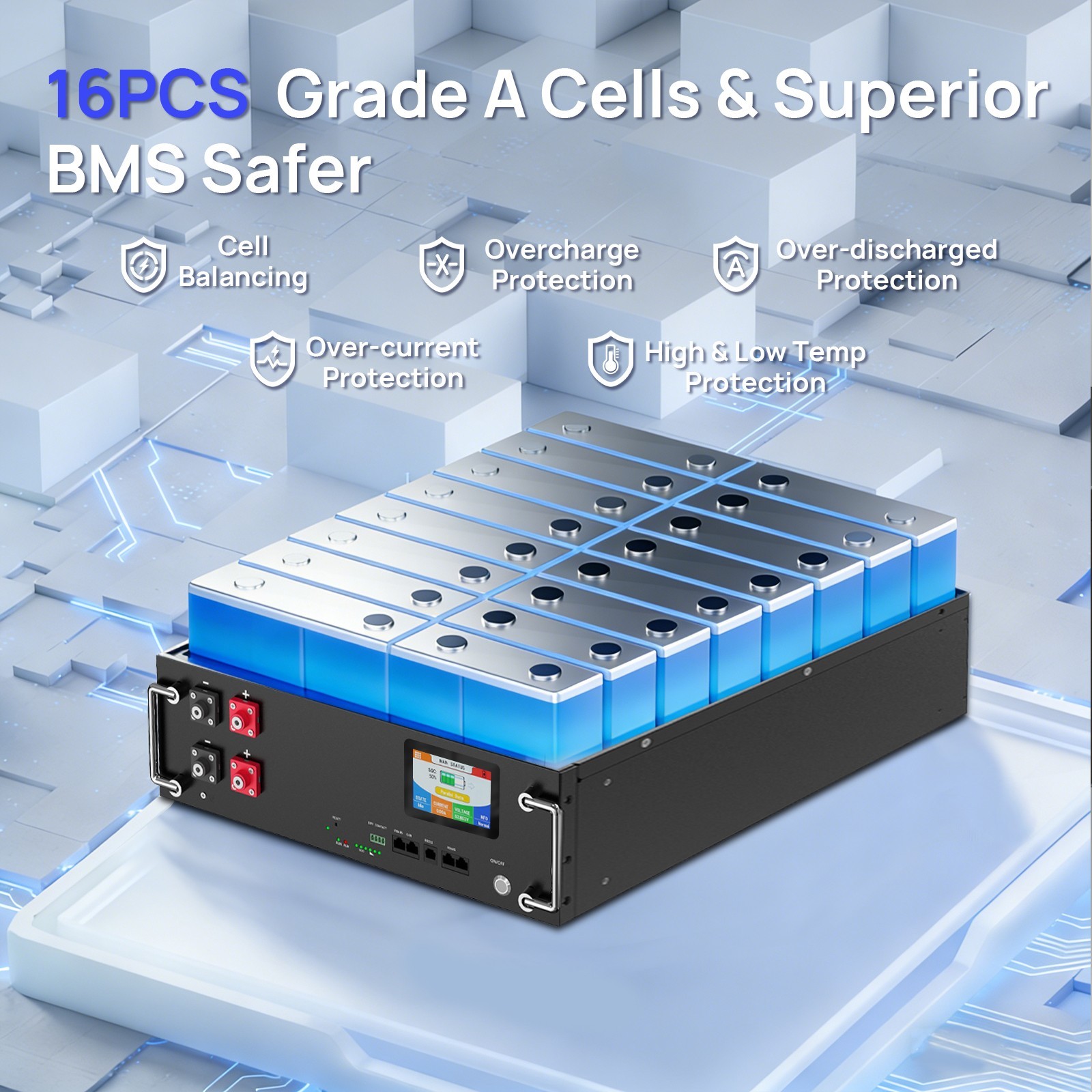 5120Wh 48V 100AH LiFePO4 Lithium Battery Server Rack Solar Home Energy Back-up