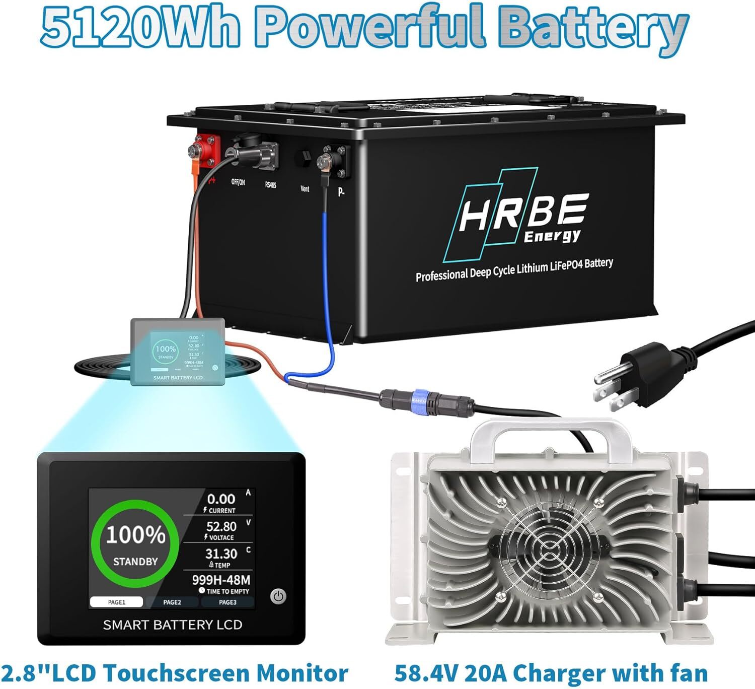 48V 100Ah Lithium LiFePO4 Battery Golf Cart 200A BMS 10Year Life 15000Deep Cycle