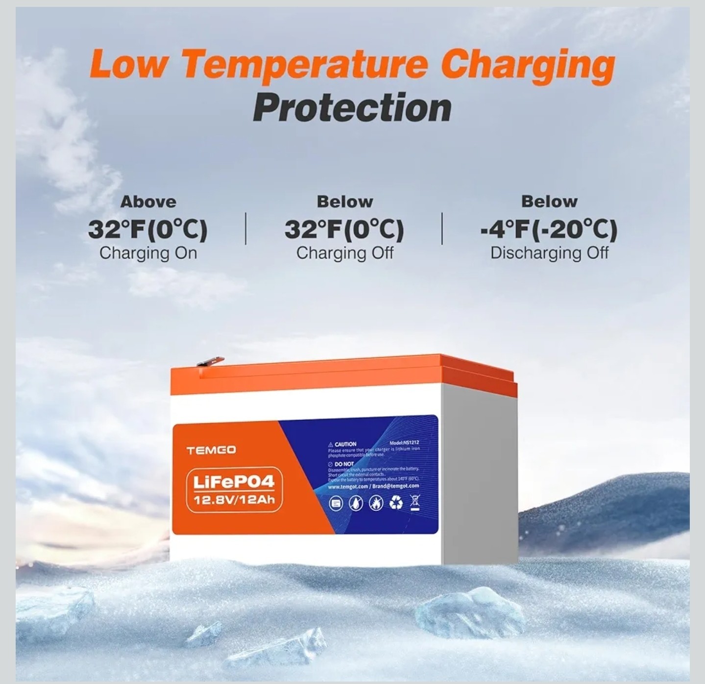 12V 12Ah LiFePO4 Lithium Battery, 12A Smart BMS, Deep Cycle Low Temperature…