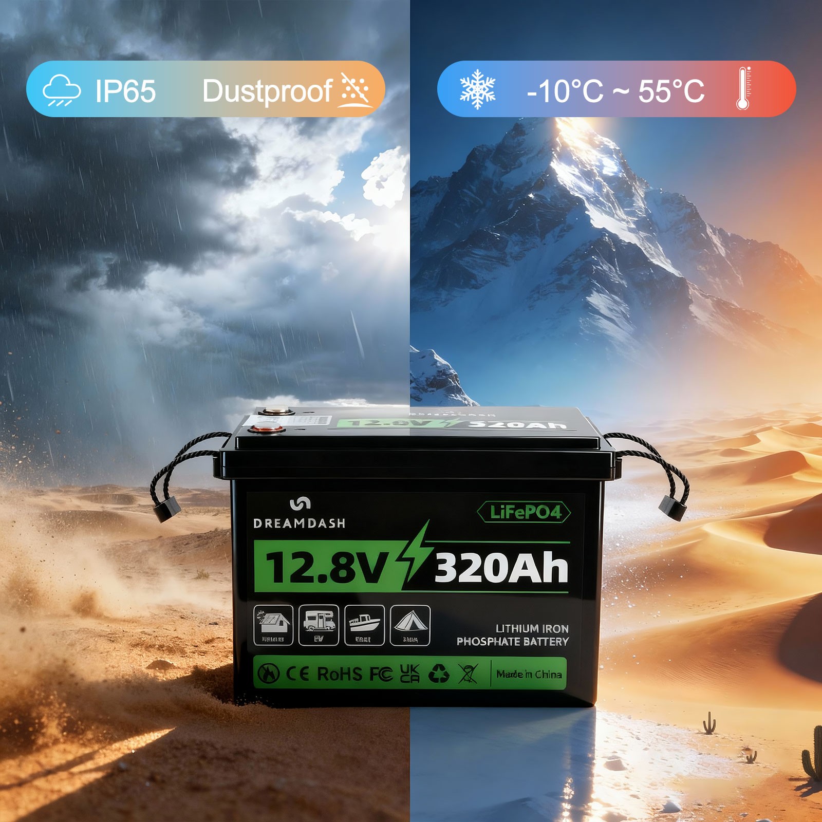 12V 320Ah Lithium LiFePO4 Battery 10 Year warranty Deep Cycle for Rvs Golf cart