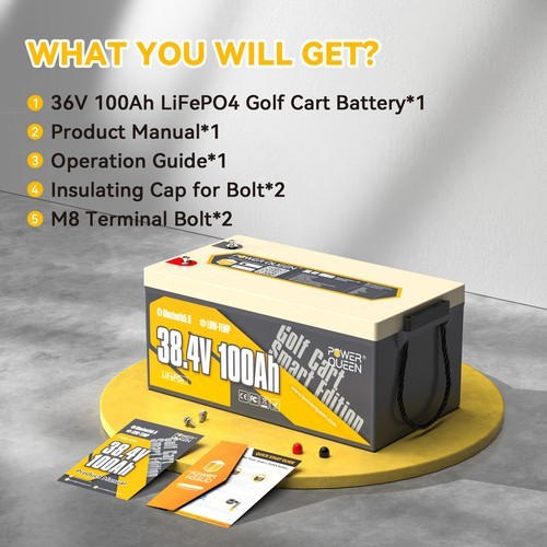 Power Queen 36V 100Ah Bluetooth LiFePO4 Battery BMS For Outboard Trolling Motor
