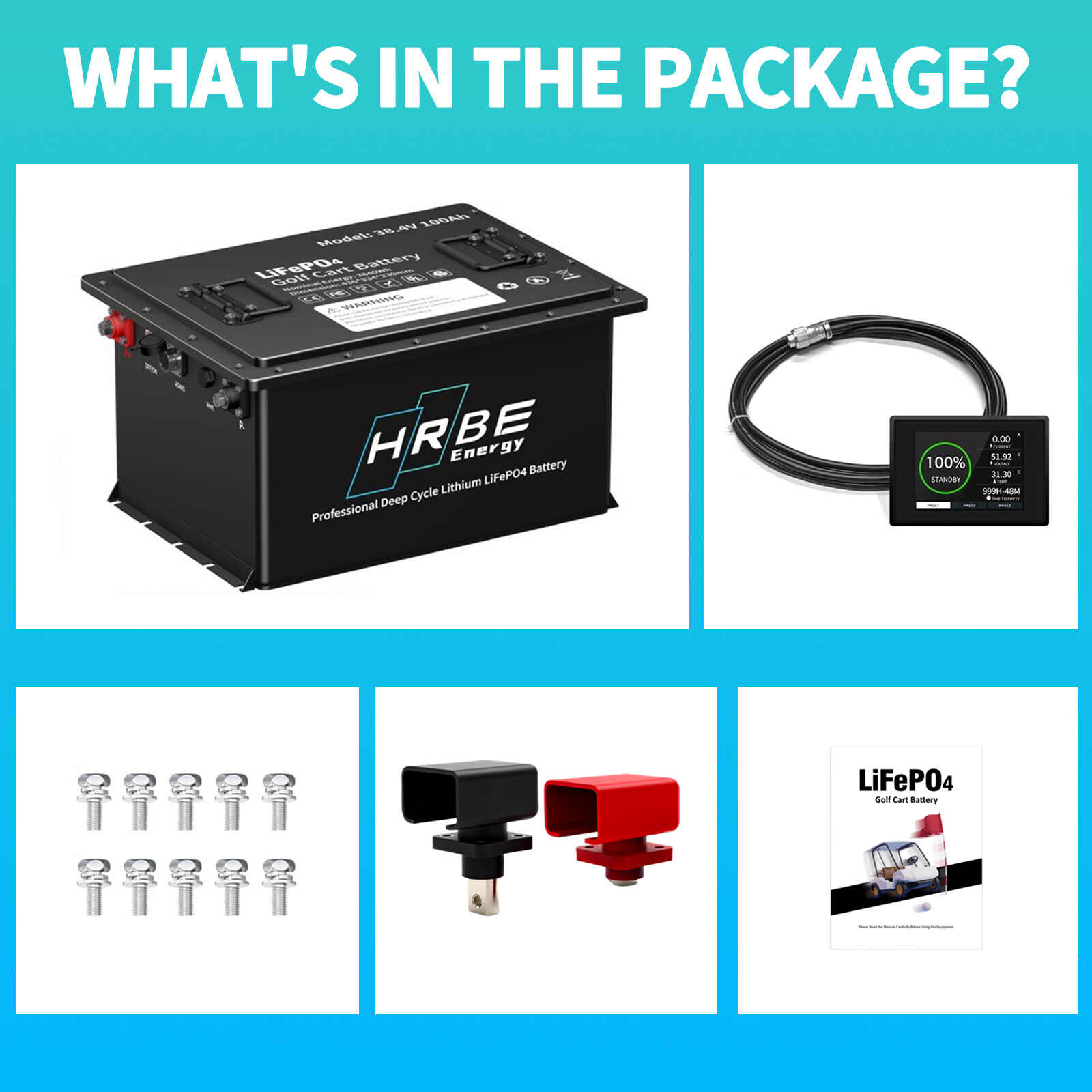 36V 100Ah Golf Cart LiFePO4 Lithium Battery 15000 DeepCycle 200A BMS Club Car