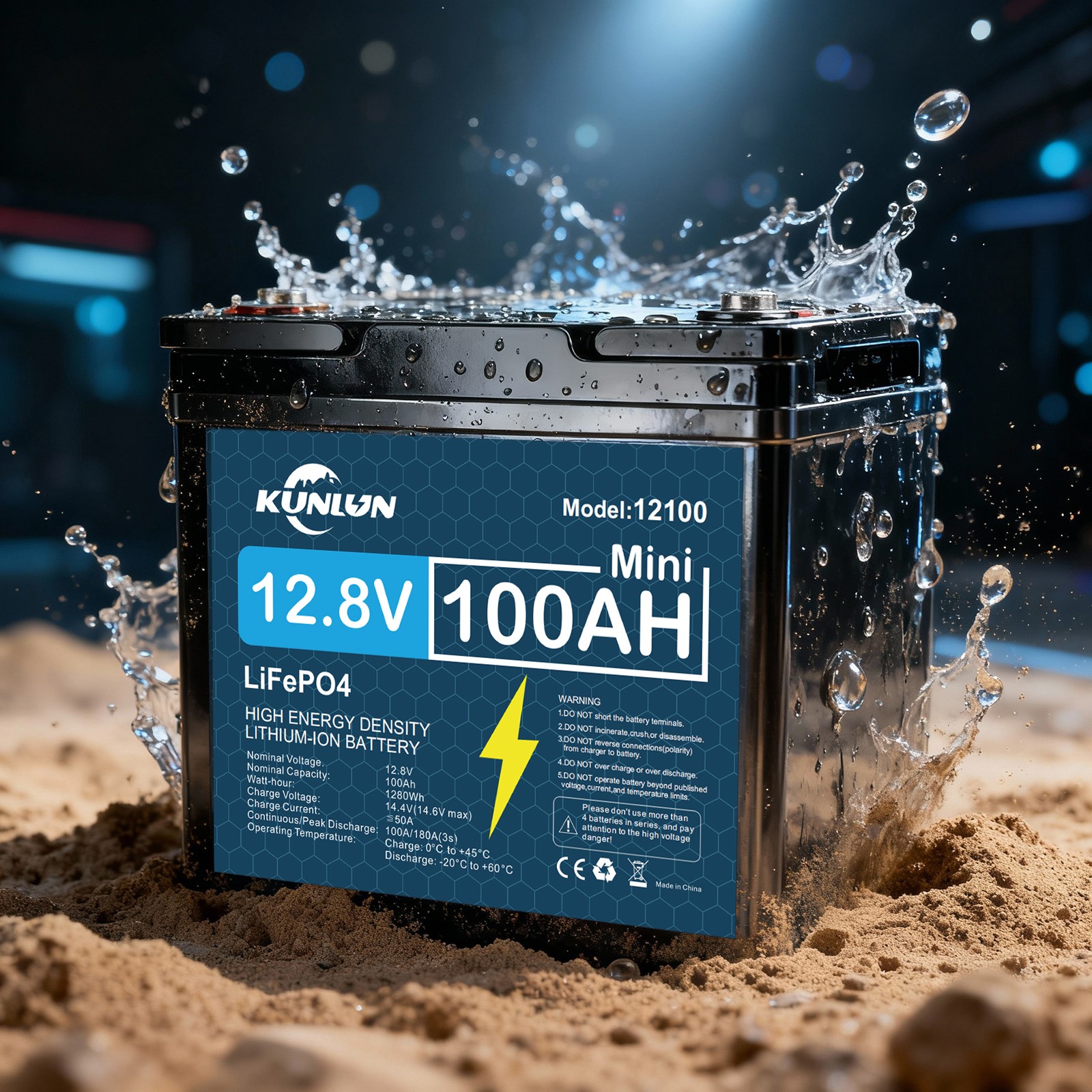 12V 100Ah LiFePO4 Lithium Battery Deep Cycle BMS For RVs Solar Off-grid+Charge
