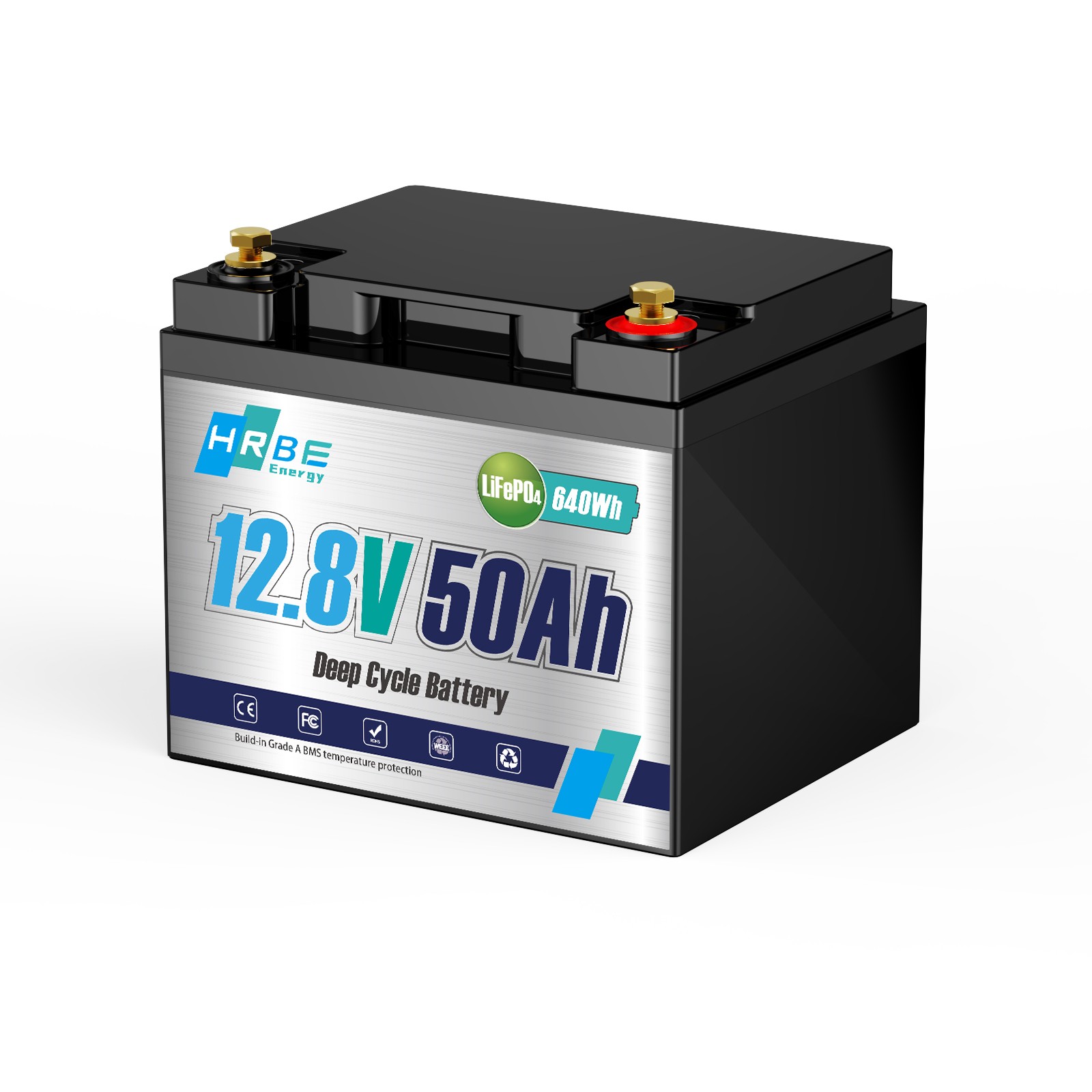 12V 50Ah LiFePO4 Deep Cycle Battery With 50A BMS For Wheelchair RV Marine Solar