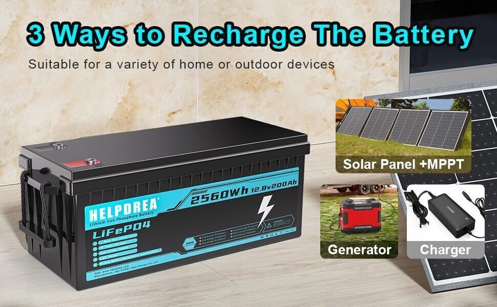 Deep Cycle AGM Battery 12 Volt 200Ah 200A Max Discharge Current Off-Grid RV Home