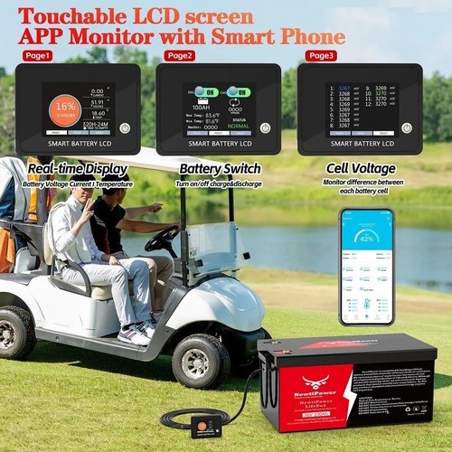 36V 100Ah Lithium Golf Cart Battery with 15A Charger Golf Cart Trolling Motor RV