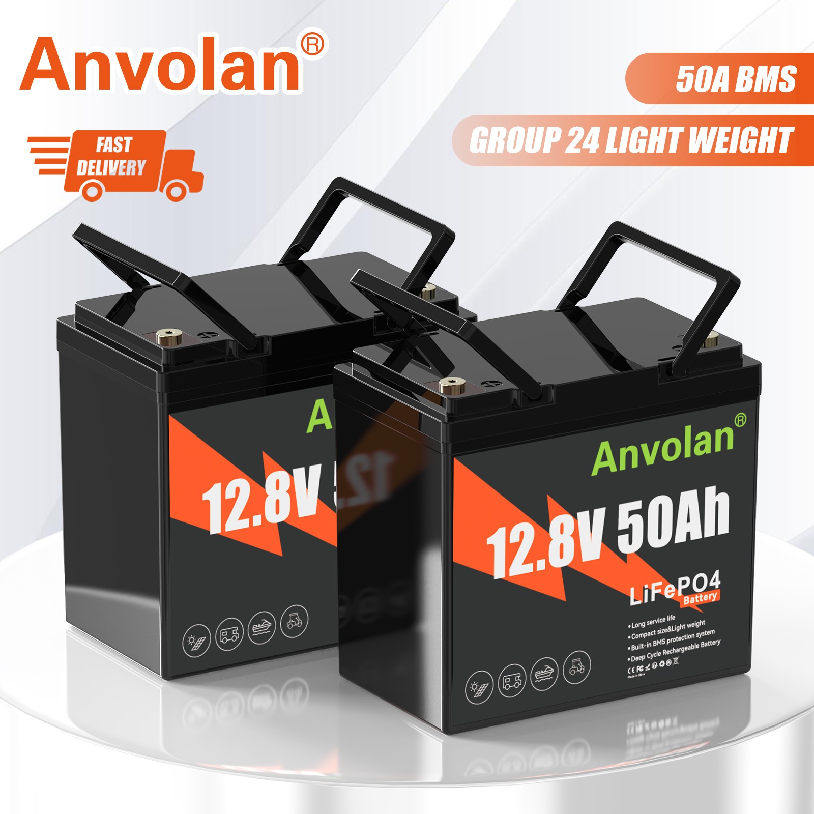 3X 50AH 12V LiFePO4 Lithium Battery 50A BMS Protection Solar Off-grid