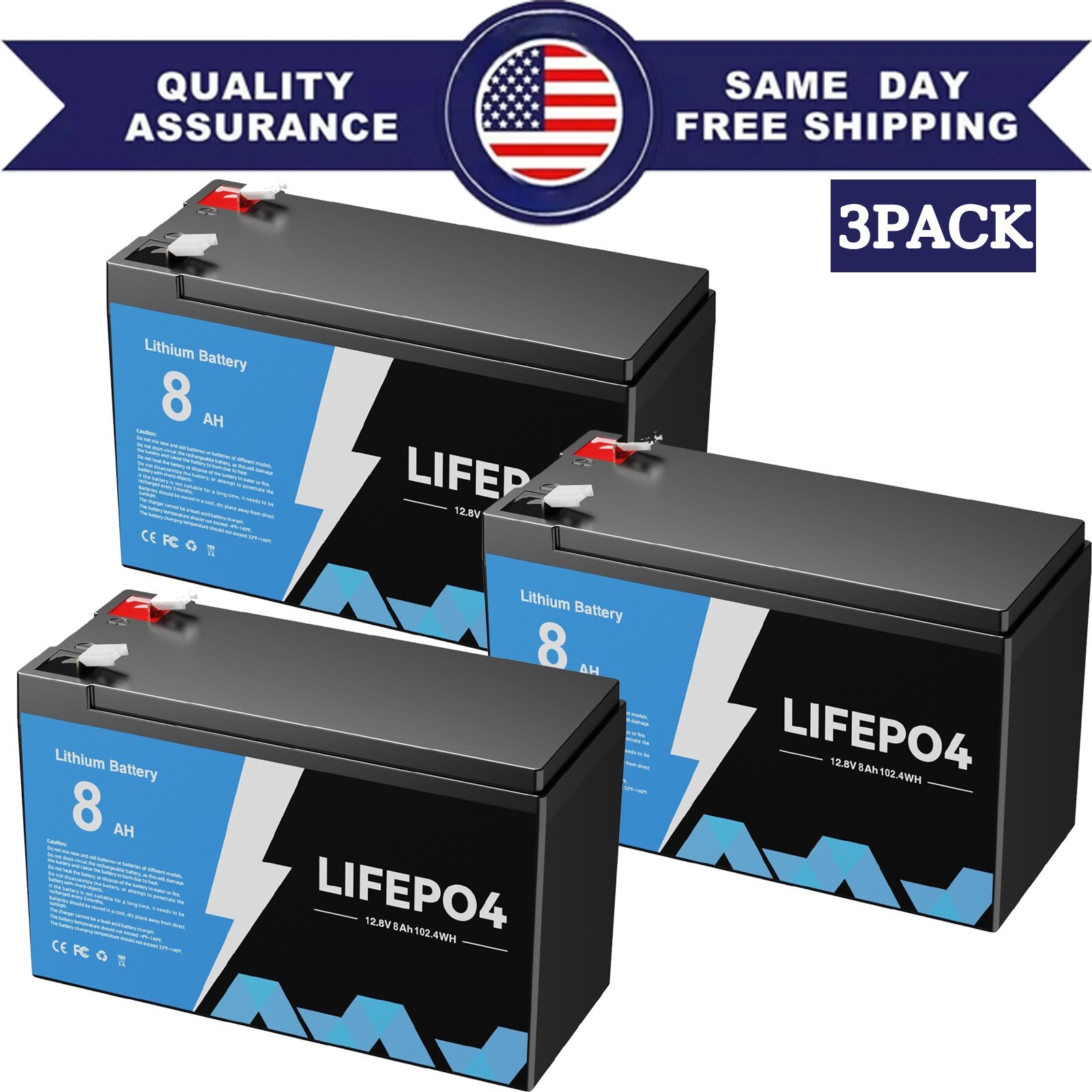12V 8Ah LiFePO4 Lithium Battery BMS Deep Cycle For RV Solar Marine Home Energy