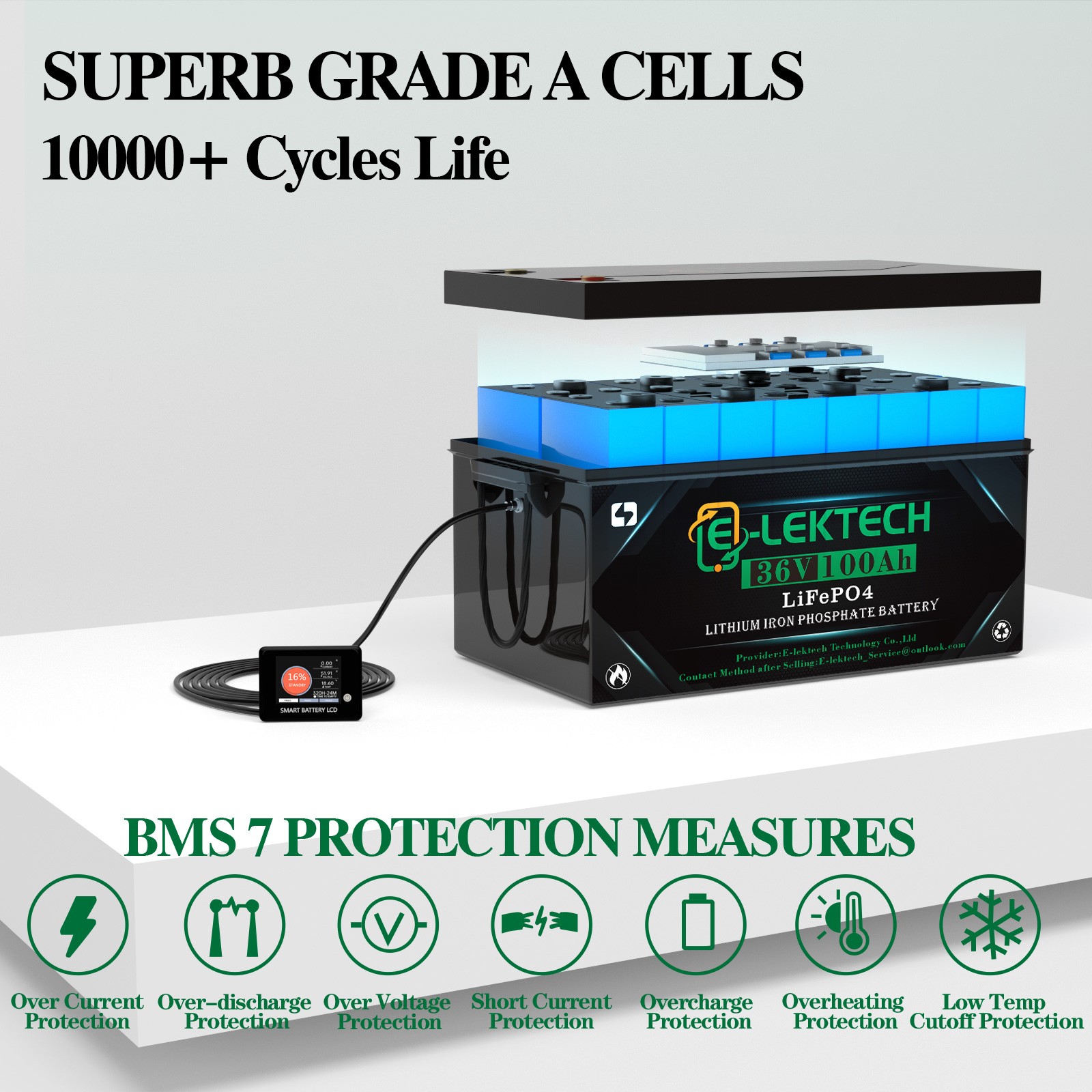 36V 100Ah LiFePO4 Golf Cart Lithium Battery + 15A Charger Camping Trolling motor