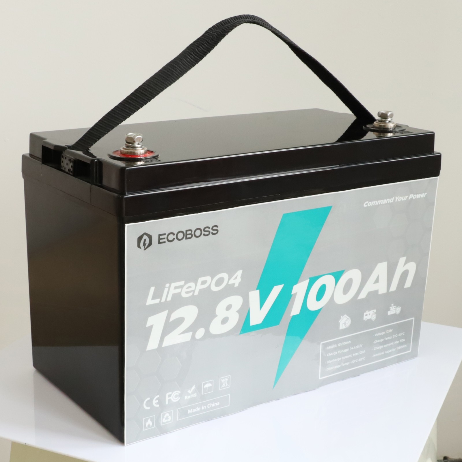 1280Wh Mini 12V 100Ah LiFePO4 Lithium Battery Low-Temp Deep Cycle Trolling Motor