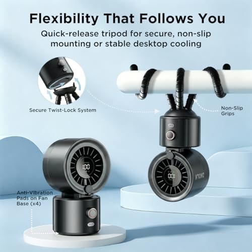 DNDLN 2-in-1 Stroller Misting Fan Golf Cart Fan, 100 Speeds Stepless Portable