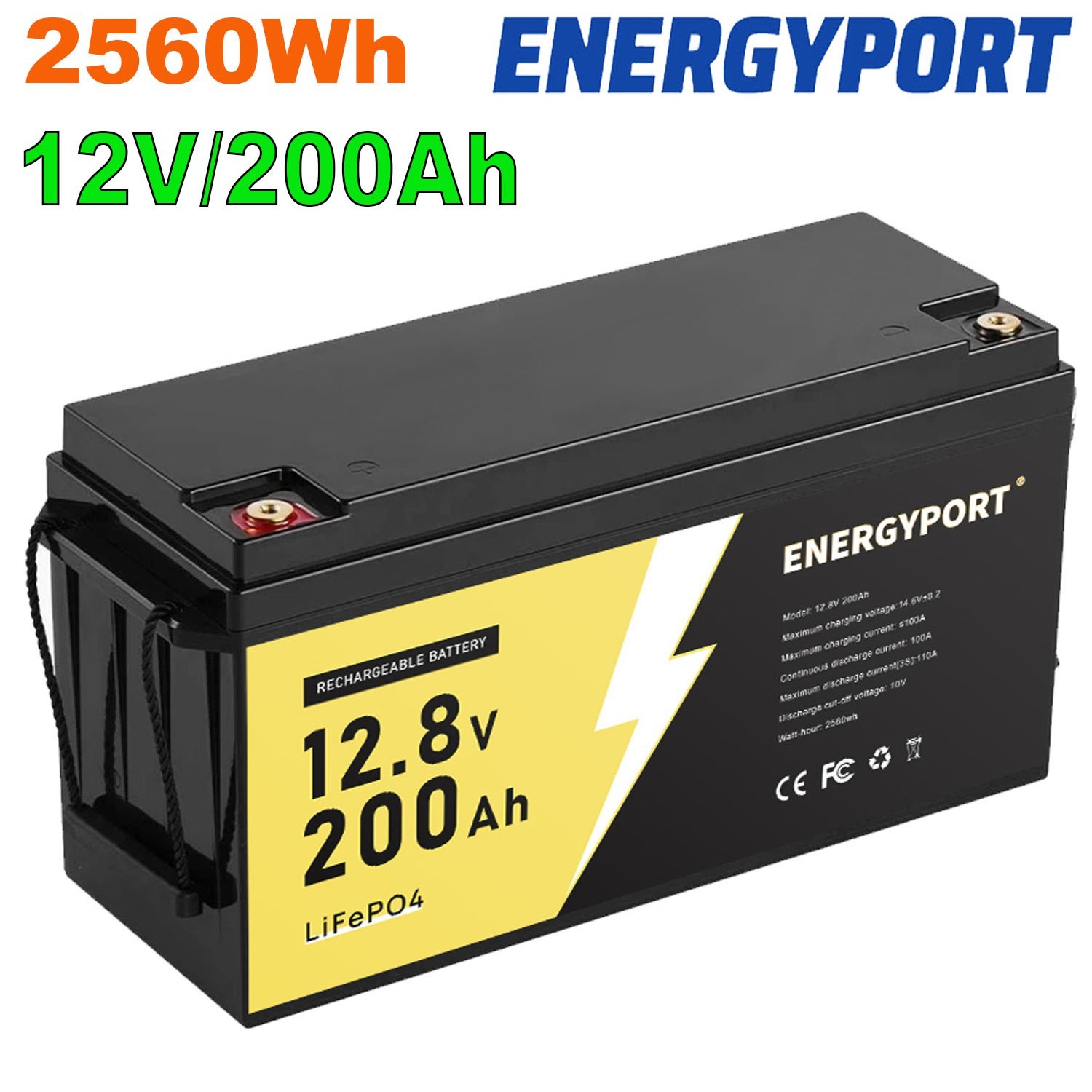 12V 200AH LiFePO4 Deep Cycle Lithium Battery BMS Grade A Cell for Solar Panel RV