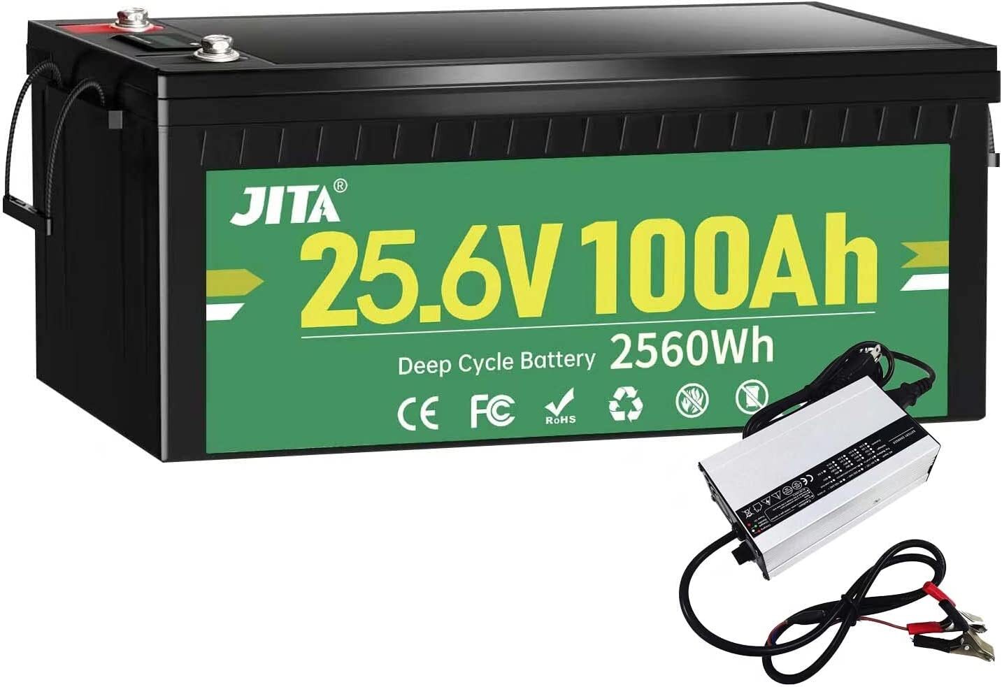 25.6V100Ah/200Ah LiFePO4 Lithium Deep Cycle Battery for RV Solar System Off-grid