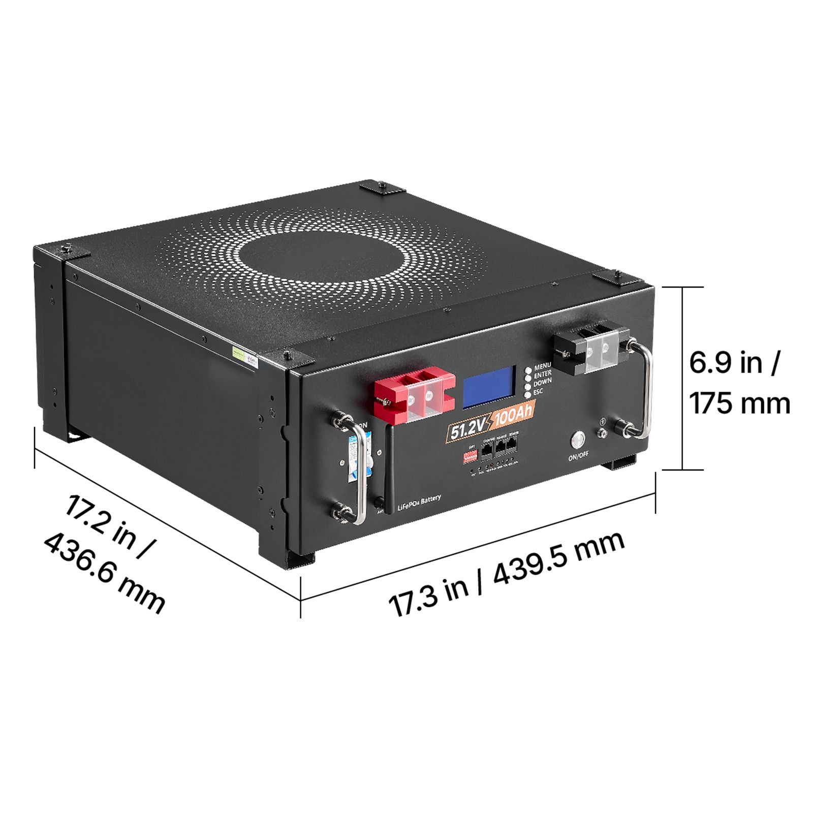 48V 100Ah LiFePO4 Lithium Battery, Built – in 100A BMS, 51.2V Server Rack