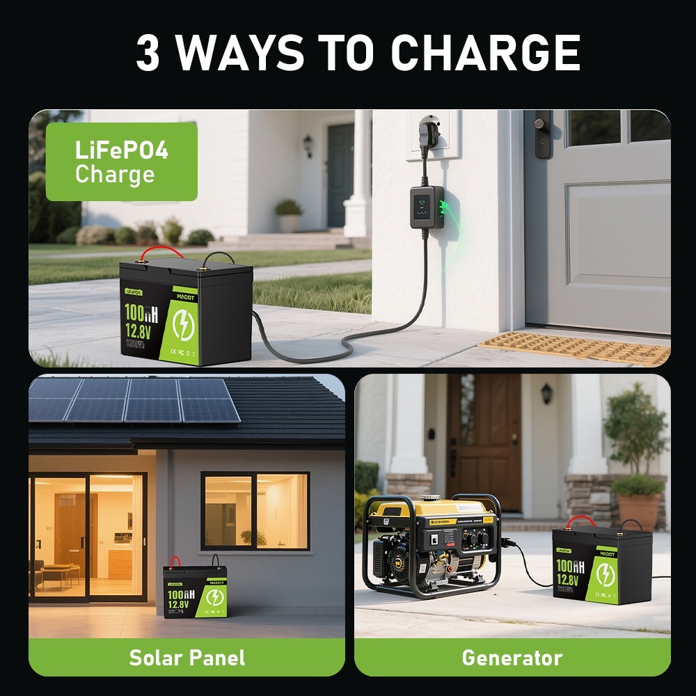 12V 100AH LiFePO4 Lithium Battery Deep Cycle BMS for Solar Panel RV Off-grid