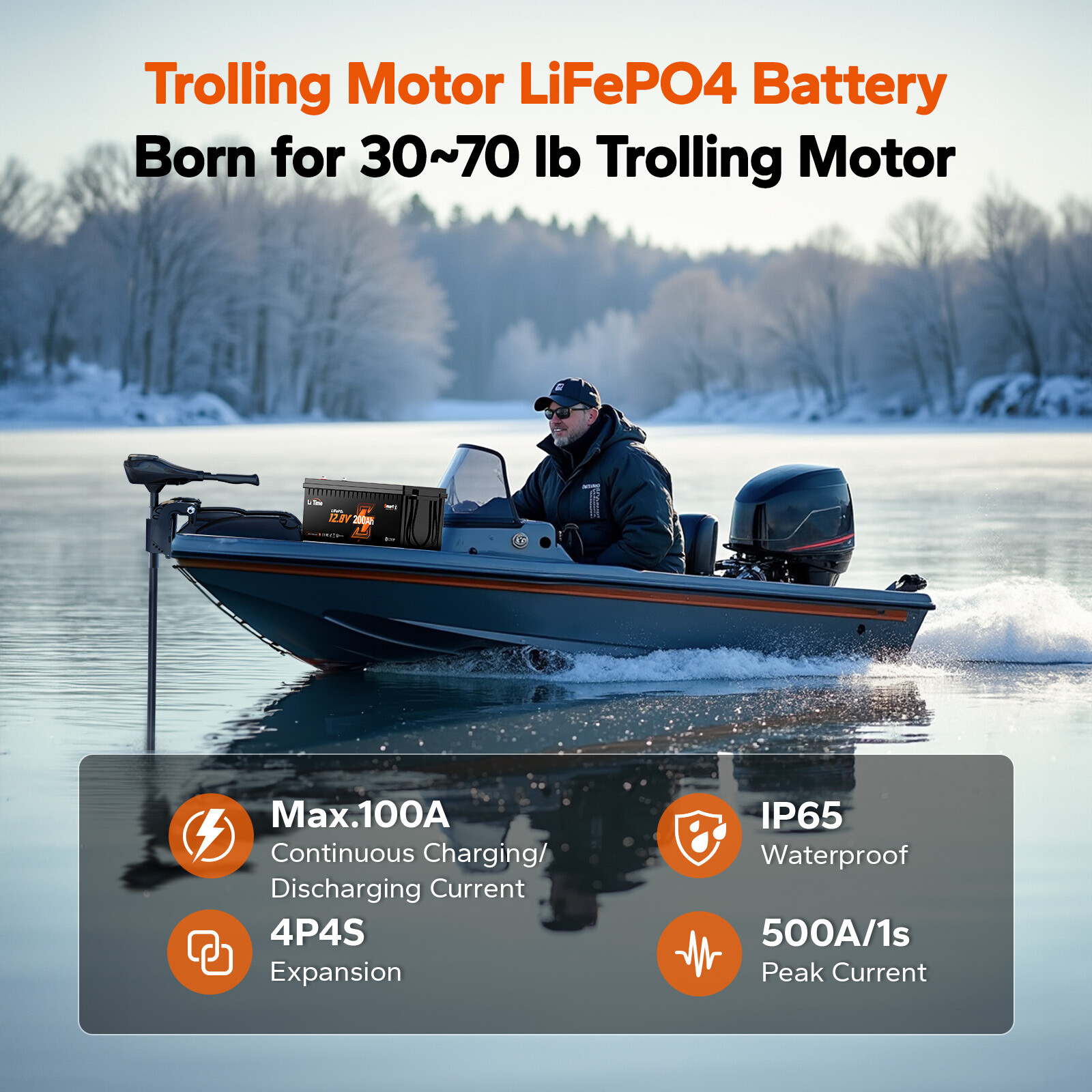 Refurbished LiTime 12V 200Ah Bluetooth Low Temp LiFePO4 Lithium Battery For RV