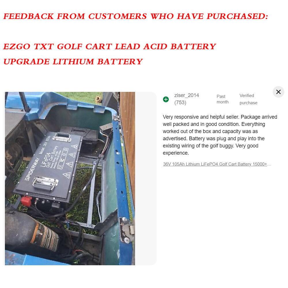 Golf Cart LiFePO4 Lithium Battery 48V 105Ah for Yamaha G29 Drive W/ 25A Charger