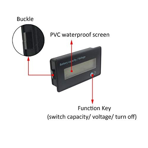 12V 24V 36V 48V Battery Meter, Voltage Indicator, Lead-Acid & Lithium Ion White
