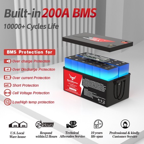 Newtipower 36V 100Ah LiFePO4 Golf Cart Lithium Battery 10000+Cycles 200A BMS RV