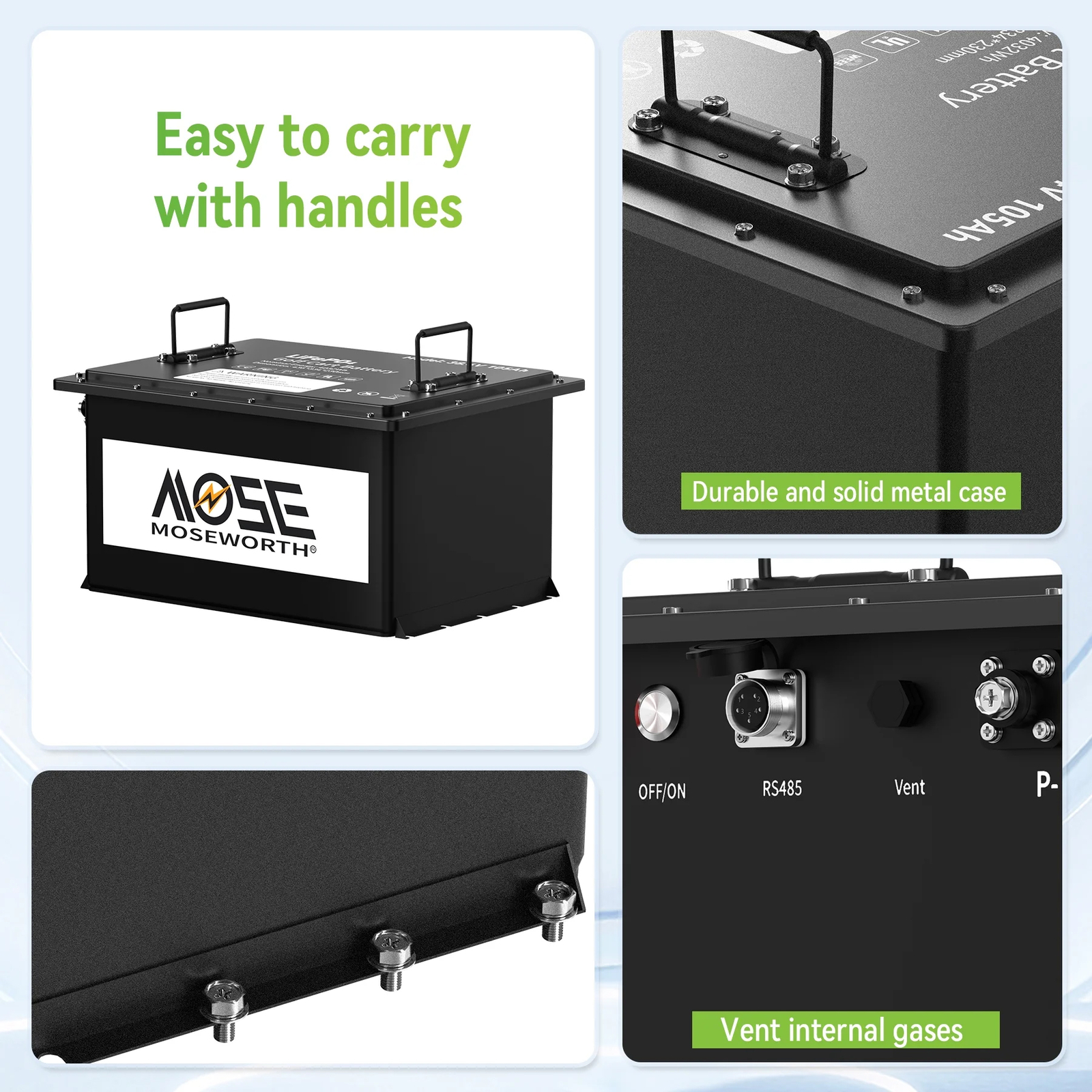 36V 105Ah Battery LiFePO4 Lithium Golf Cart A+Cells 200A BMS+Monitor+20A Charger