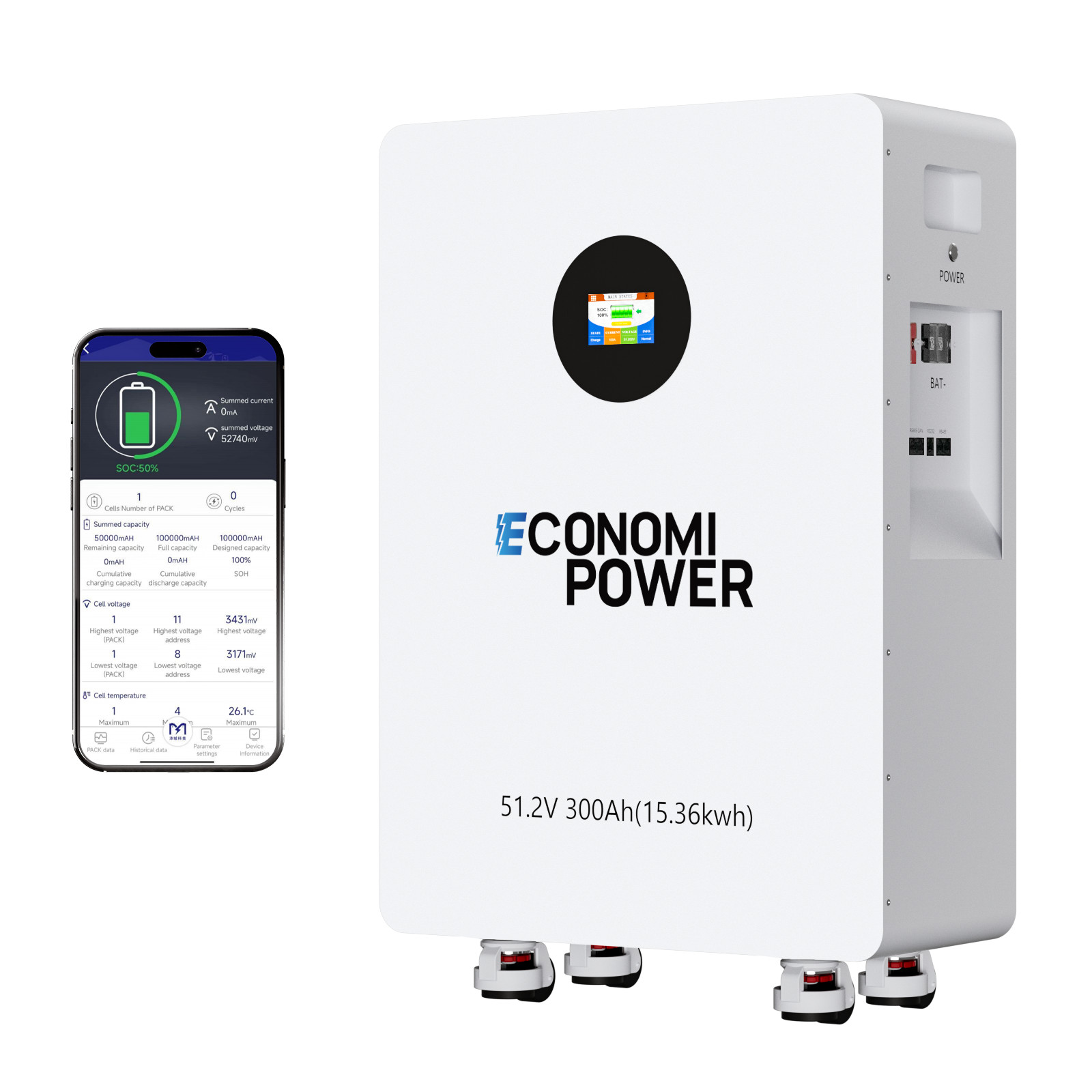 48V 300Ah LiFePO4 Battery 15.36kWh w/ Bluetooth BMS | Solar Home Backup Off-Grid