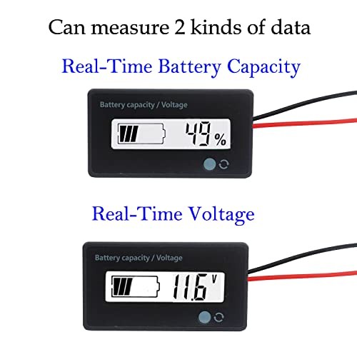 12V 24V 36V 48V Battery Meter, Voltage Indicator, Lead-Acid & Lithium Ion White