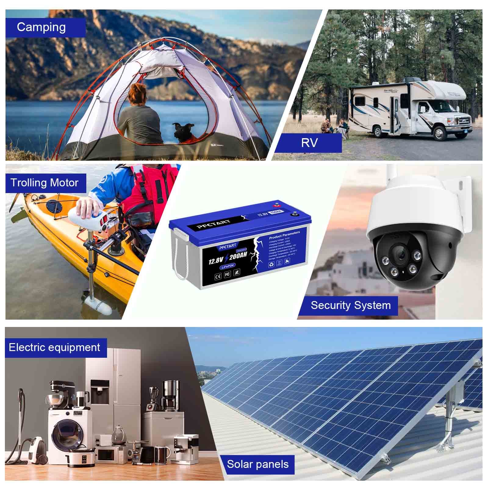 12V 200Ah Plus Deep Cycle Lithium Battery LiFePO4 100A BMS for RV Solar Off-grid