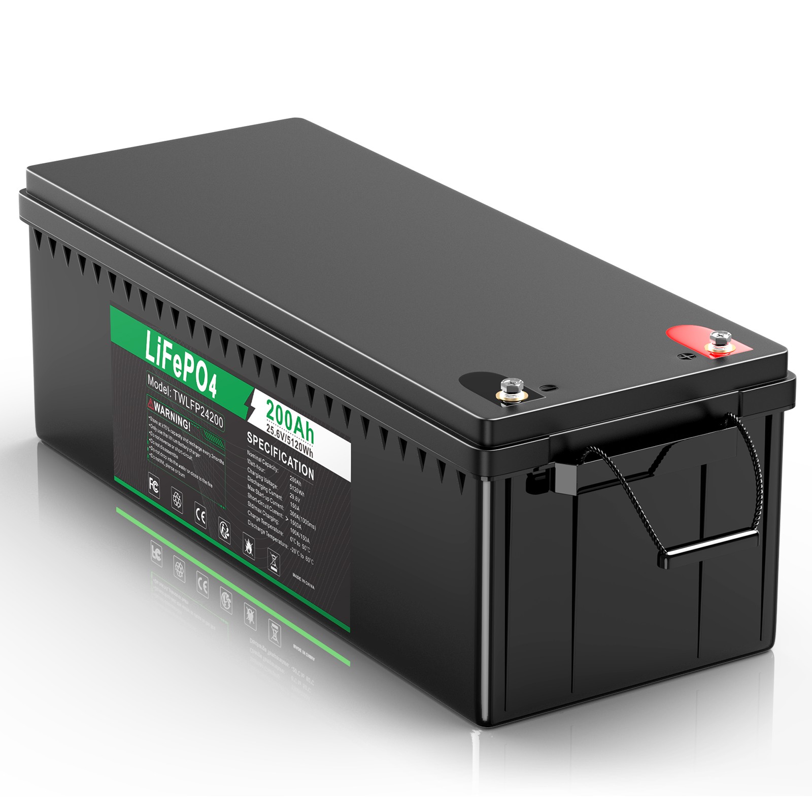 24V 100Ah 200Ah LiFePO4 Lithium Battery BMS Deep Cycles for RV Solar Boat Marine