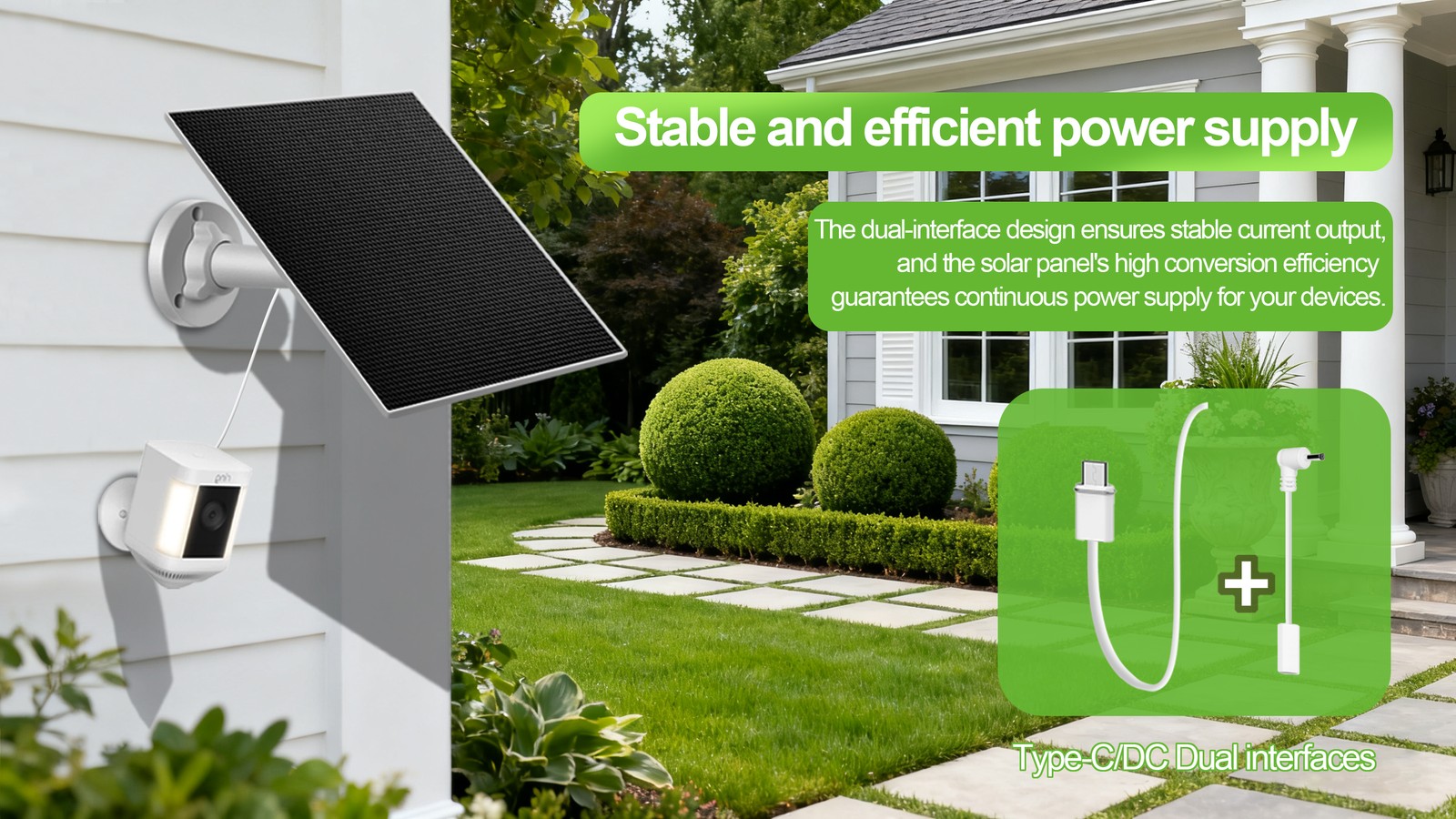 3W Solar Panel Charger Kit for Ring Spotlight Camera/Ring Stick-Up Camera