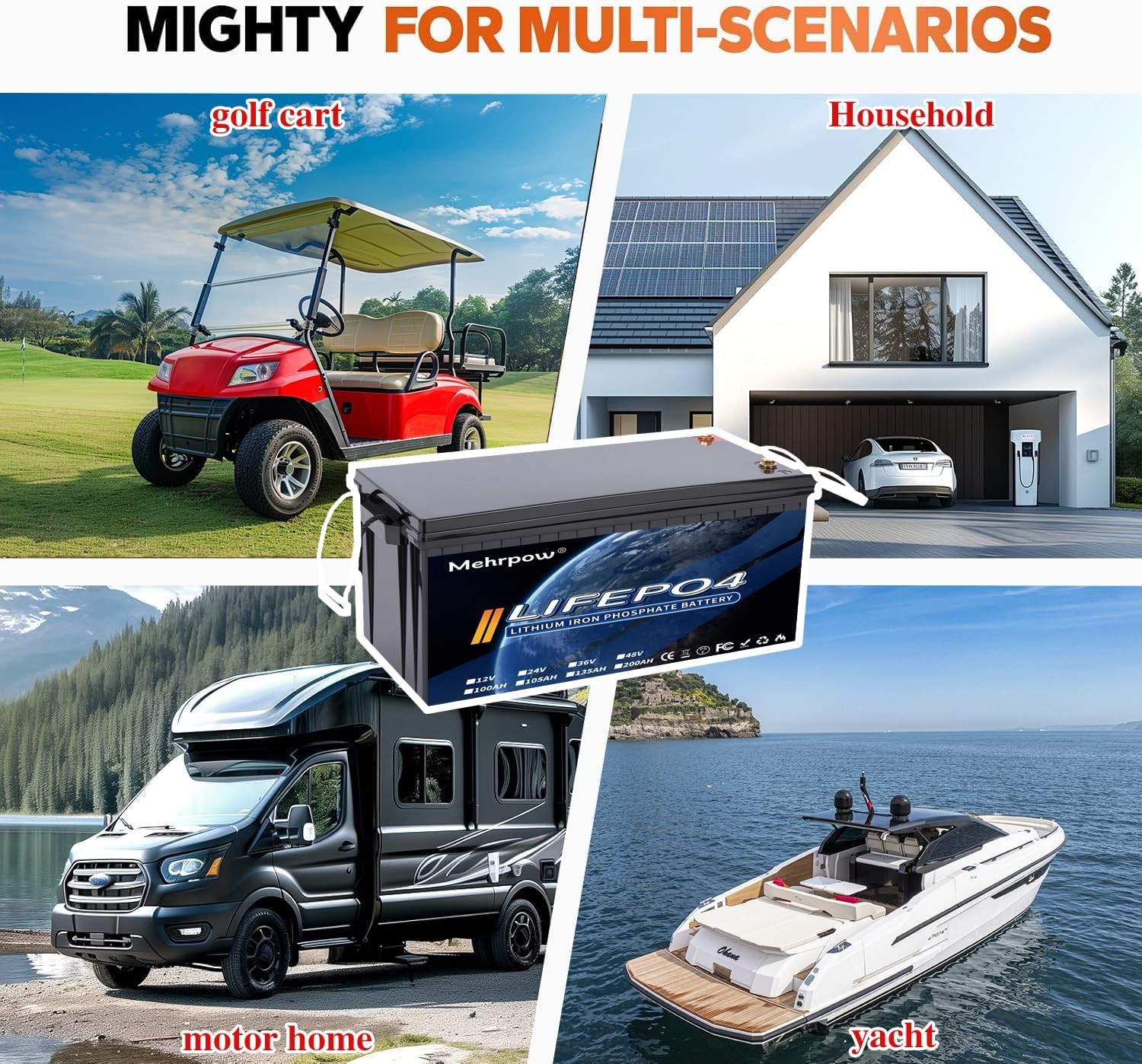 36V 150Ah LiFePO4 Golf Cart Lithium Battery 200A BMS Bluetooth +25A Charger RV