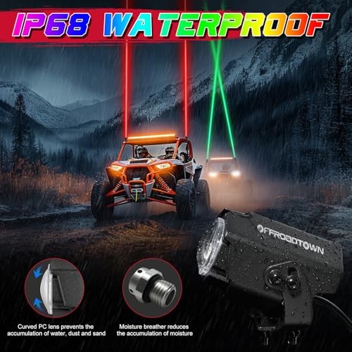 Whipless LED Whip Light with Switch & Remote LED Pods Chase Light Antenna RGBW