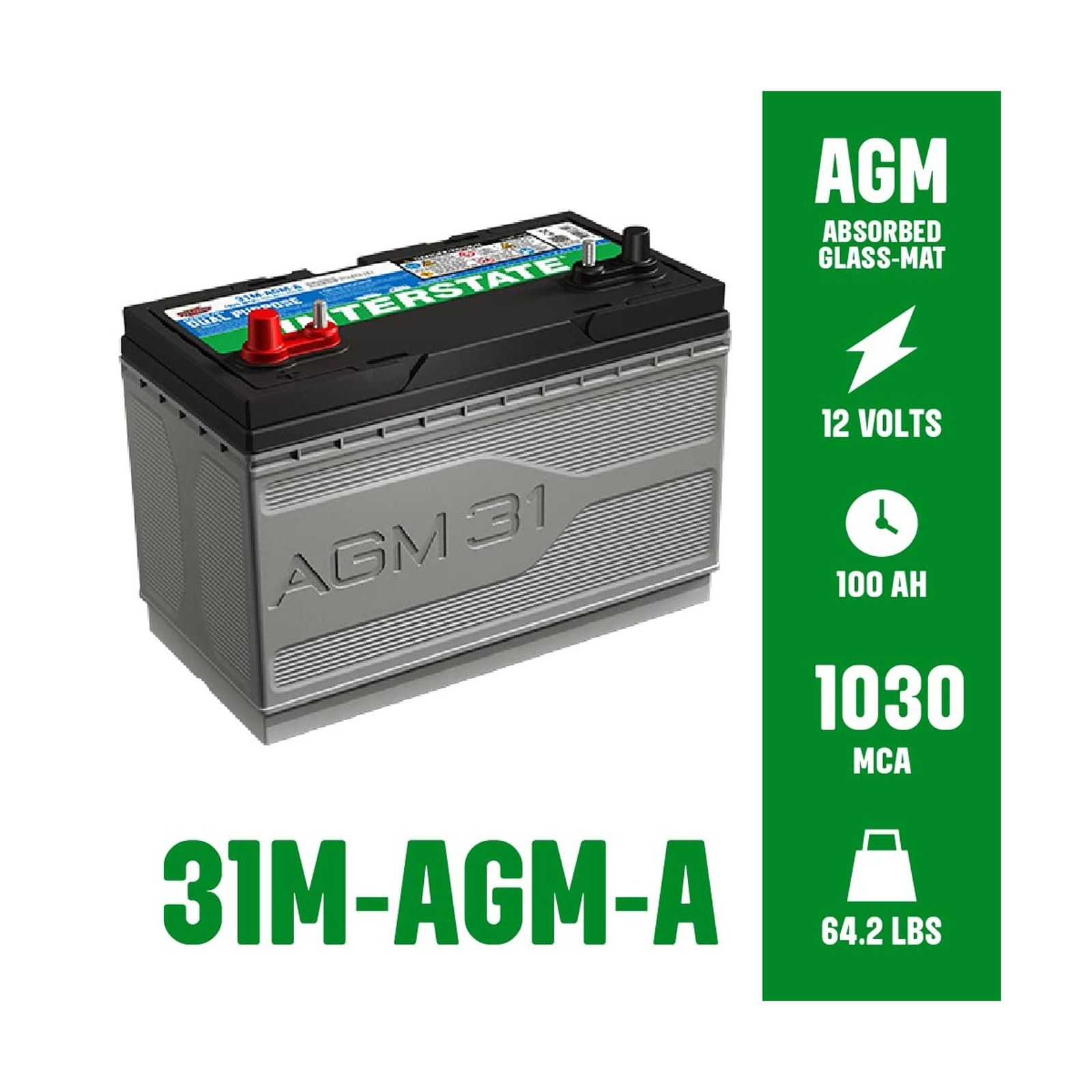 Interstate Batteries Marine/RV Battery 12V 100Ah 825CCA Dual Purpose Power Pu…