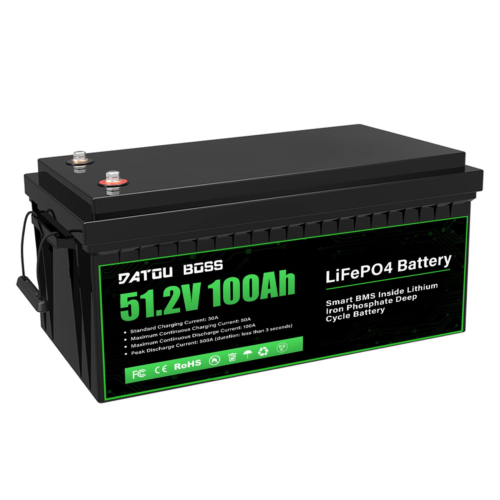 51.2V 100AH Lithium Battery Rechargeable LiFePO4 15000+ Built-in BMS RV Golf Car