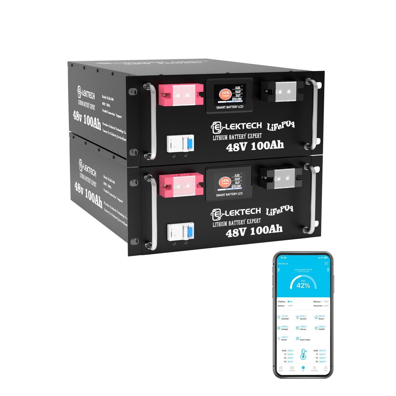 48V 100Ah LiFePO4 Lithium Battery 200A BMS 5120Wh RV Camping Solar Power Storage