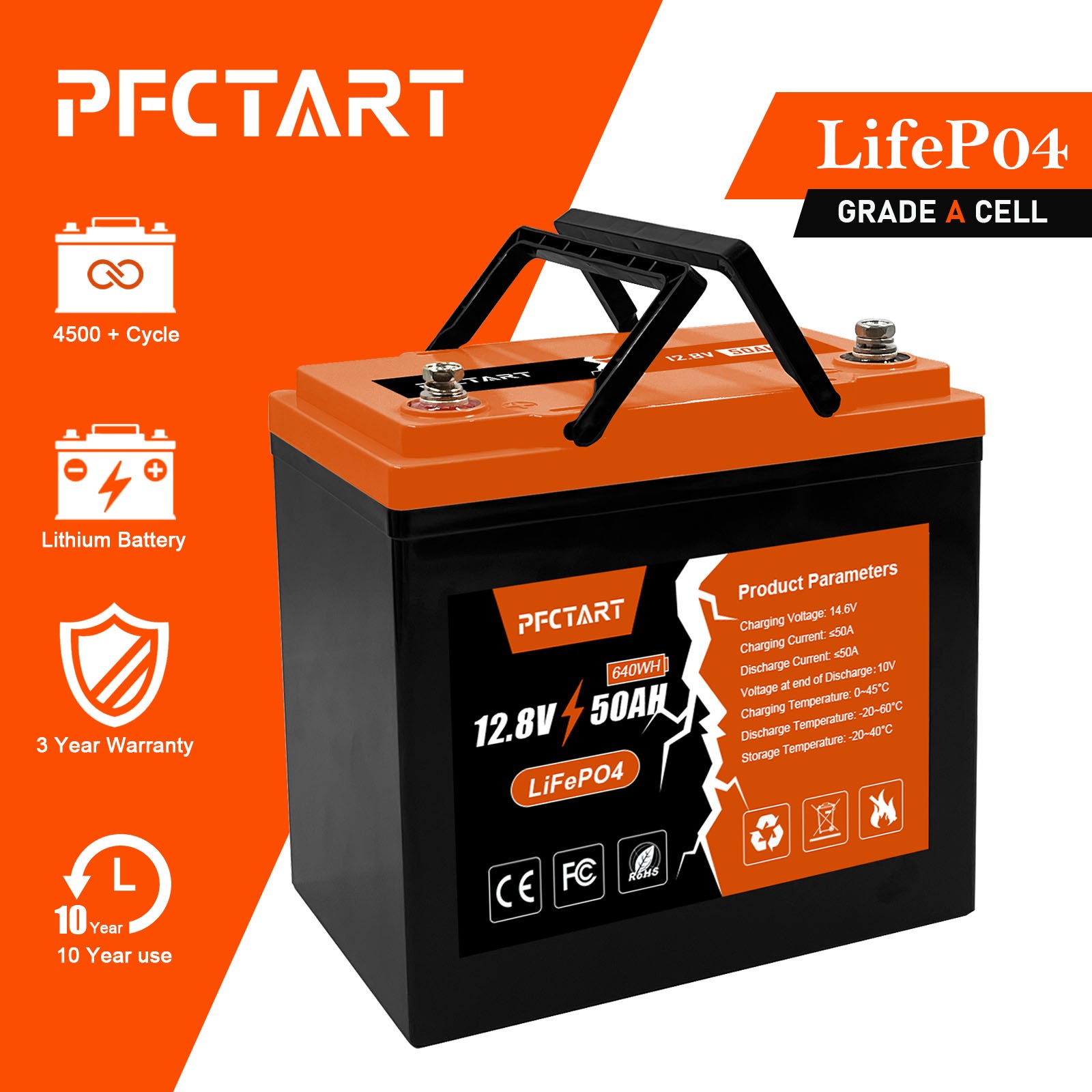 12V 50Ah Deep Cycle Litime LiFePO4 Lithium Battery for RV Solar Off-grid Motor