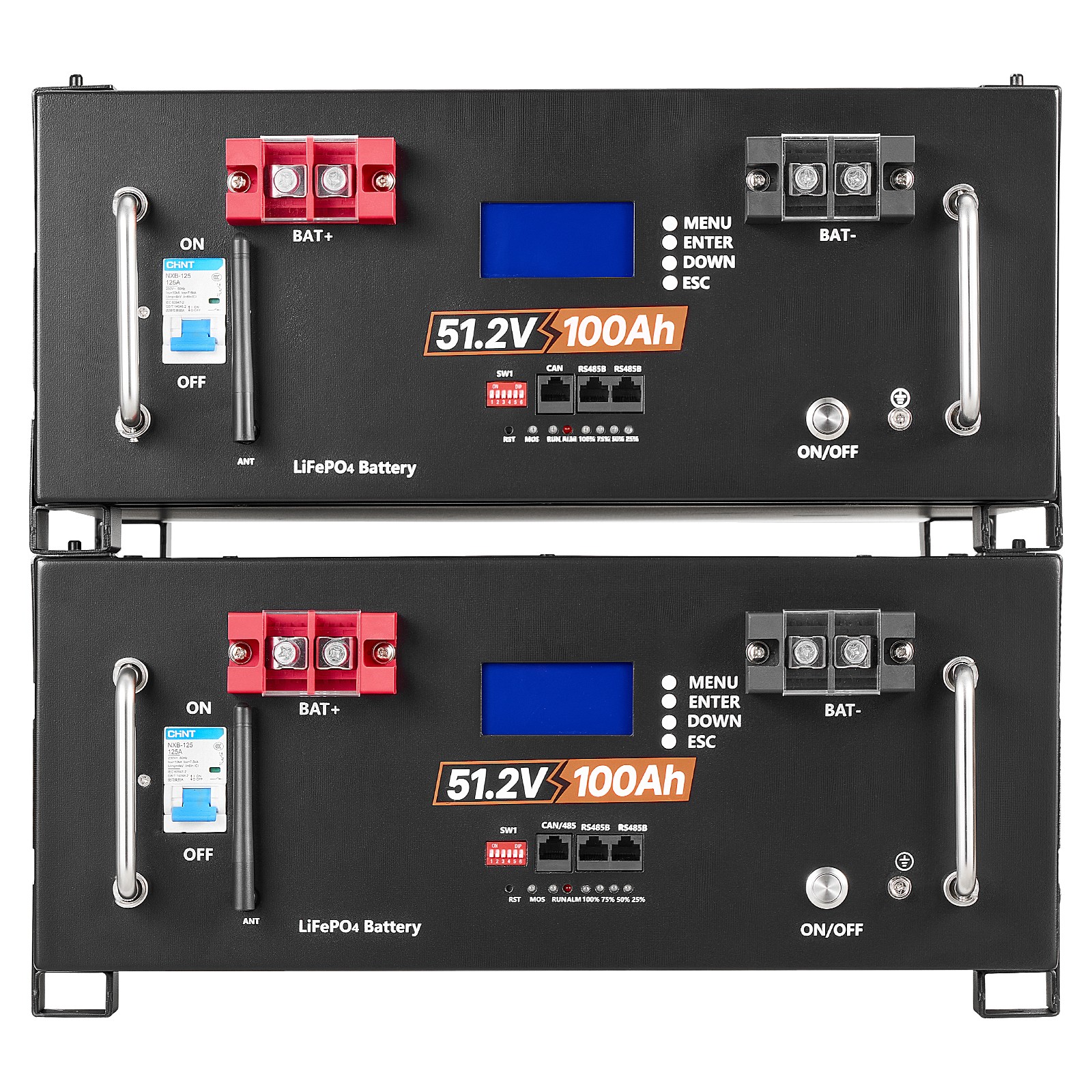 Uimoso 48V 100Ah LiFePO4 Lithium Battery with 100A BMS for Server Racks, 2 Units